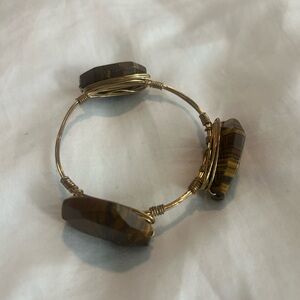 Elegant Gold and Brown Stone Bracelet